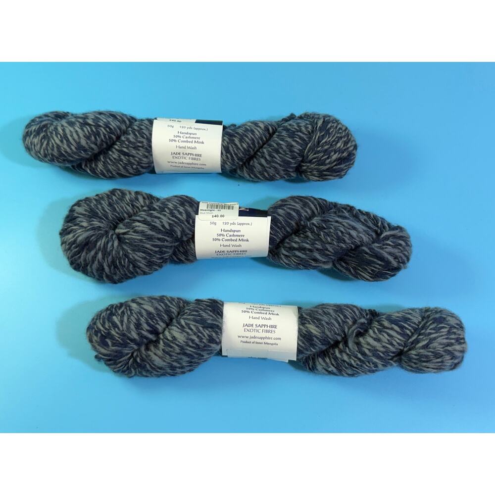 Jade Sapphire Moonlight Blue Moon Cashmere Mink Yarn QTY 3 (1 lot) Handspun - Picture 5 of 6